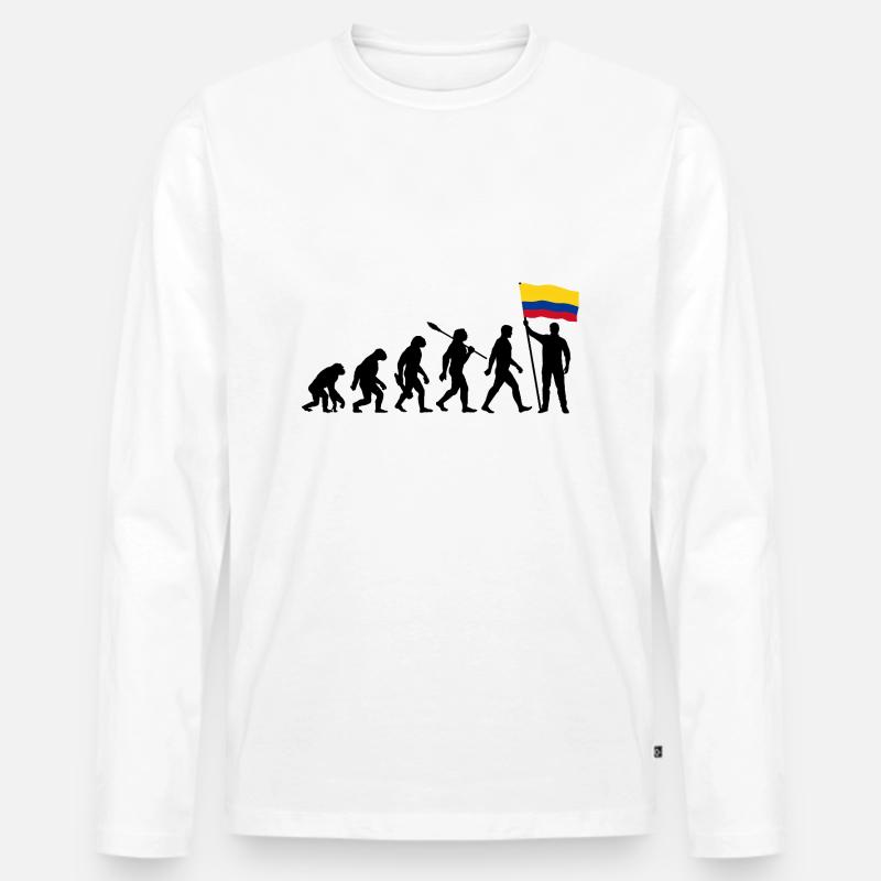 Kolumbien - Evolution - Flagge - Nation - Männer Premium Bio Langarmshirt - Weiß