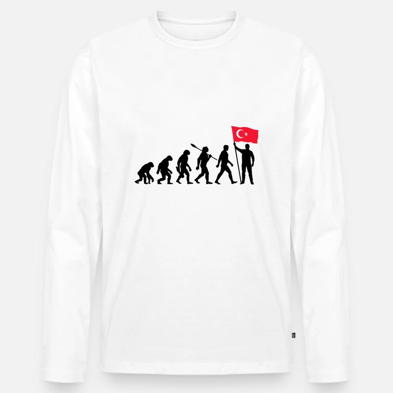 Turkei - Evolution - Flagge - Nation - Männer Premium Bio Langarmshirt - Weiß