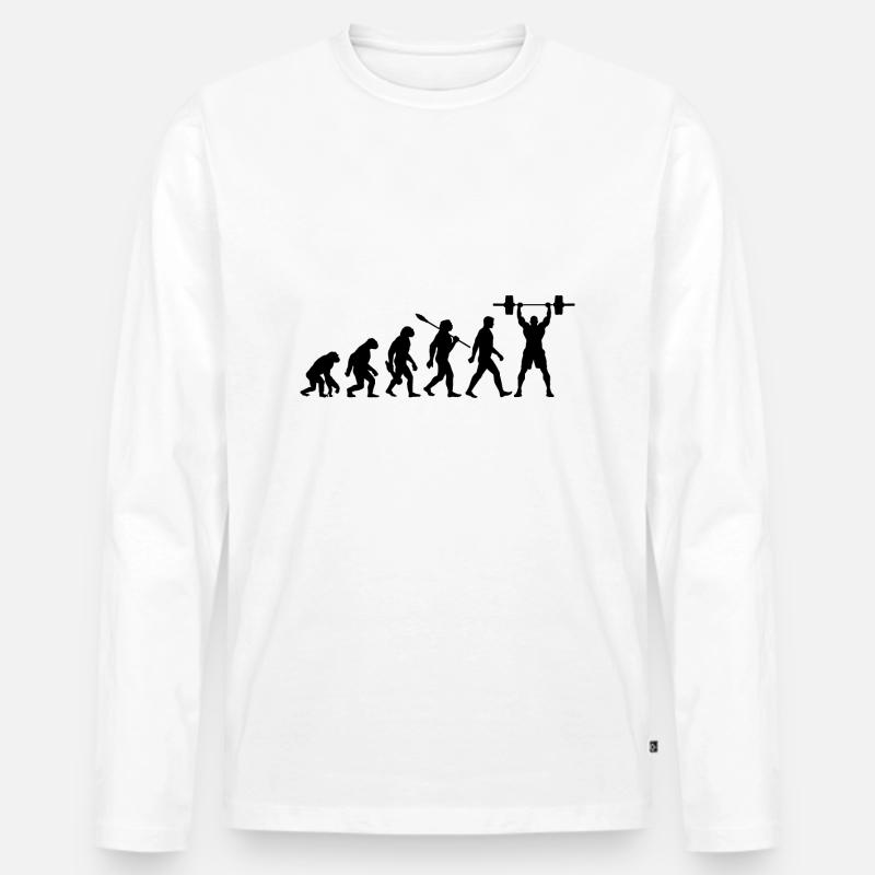 Evolution - Gewichtheben - Kraftsport - Männer Premium Bio Langarmshirt - Weiß