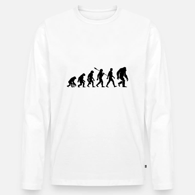 Evolution - Bigfoot - Yeti - Männer Premium Bio Langarmshirt - Weiß