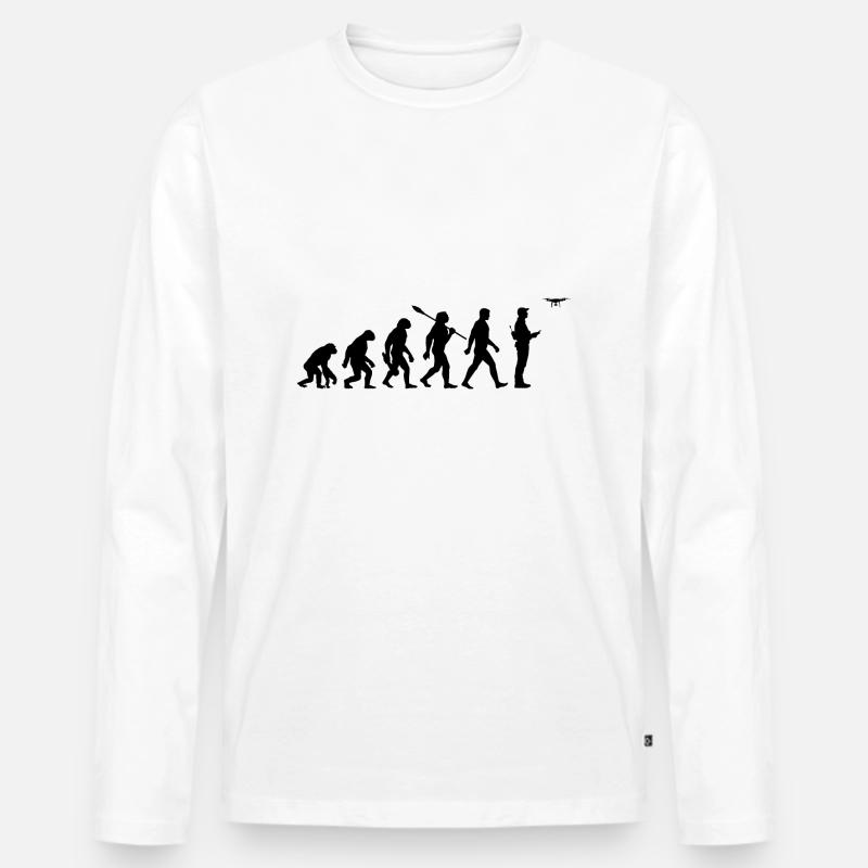 Evolution - Drohne - Drohnenpilot - Männer Premium Bio Langarmshirt - Weiß