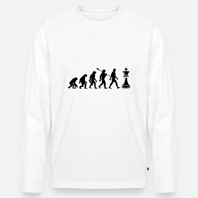 Evolution - Schach - Schachspieler - Männer Premium Bio Langarmshirt - Weiß