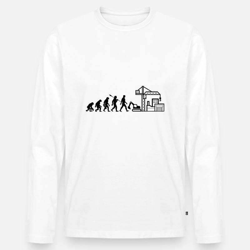 Evolution - Baustelle - Bauarbeiter - Männer Premium Bio Langarmshirt - Weiß
