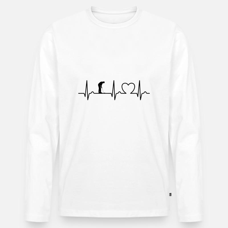 Minigolf - Miniatur Golf - Bahnengolf - Herzkurve - Männer Premium Bio Langarmshirt - Weiß