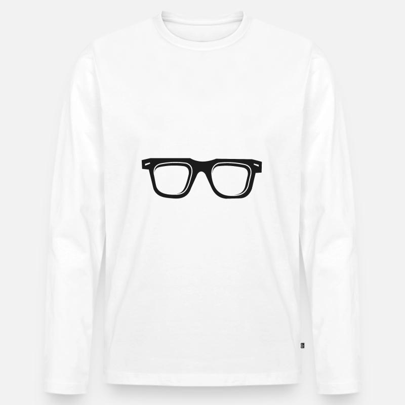 Brille Glasses - Männer Premium Bio Langarmshirt - Weiß