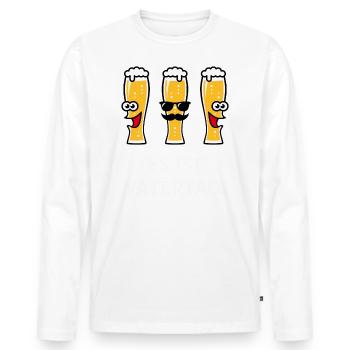 Es Ist Vatertag! (3 Biergläser / Bier / 4C) - Männer Premium Bio Langarmshirt - Weiß - Vorne - Nico (187cm)