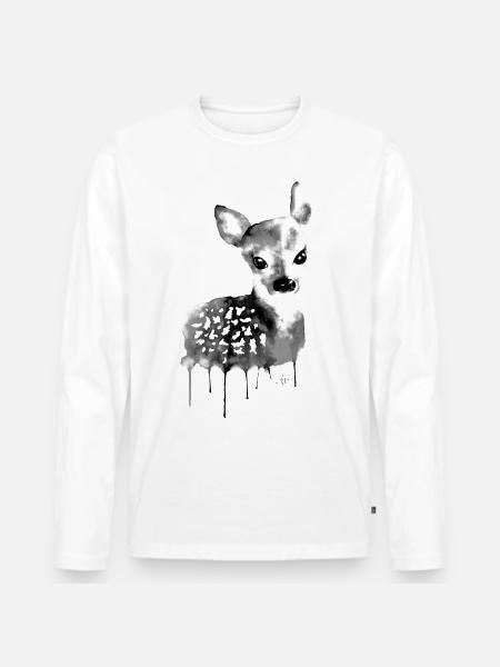 Deer Black & White - Men's Premium Organic Long Sleeve Shirt - white