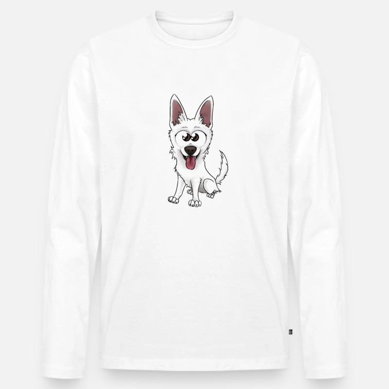 Caly, der Schweizer weiße Schäferhund - Männer Premium Bio Langarmshirt - Weiß