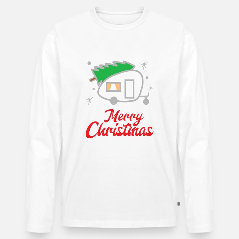 Merry Camper Weihnachten Camping - Männer Premium Bio Langarmshirt - Weiß
