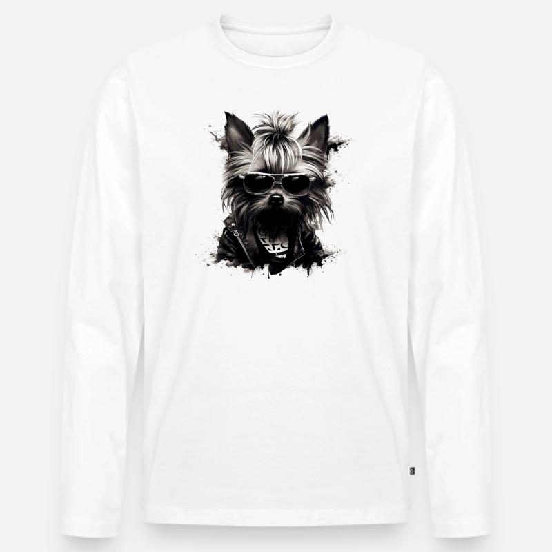 Cooler Yorkshire Terrier - Männer Premium Bio Langarmshirt - Weiß