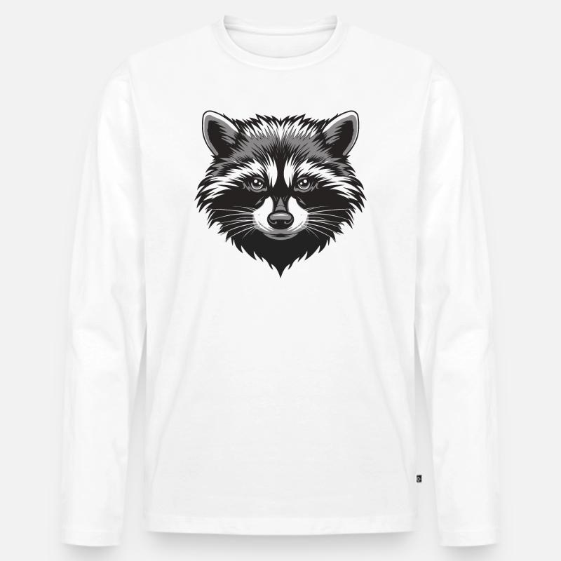 Waschbär - Männer Premium Bio Langarmshirt - Weiß