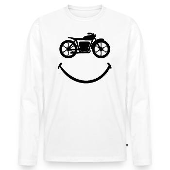 Motard Avec Le Sourire Pour Passionné De Motos - T-shirt manches longues Premium bio Homme - blanc - Devant - Nico (187cm)
