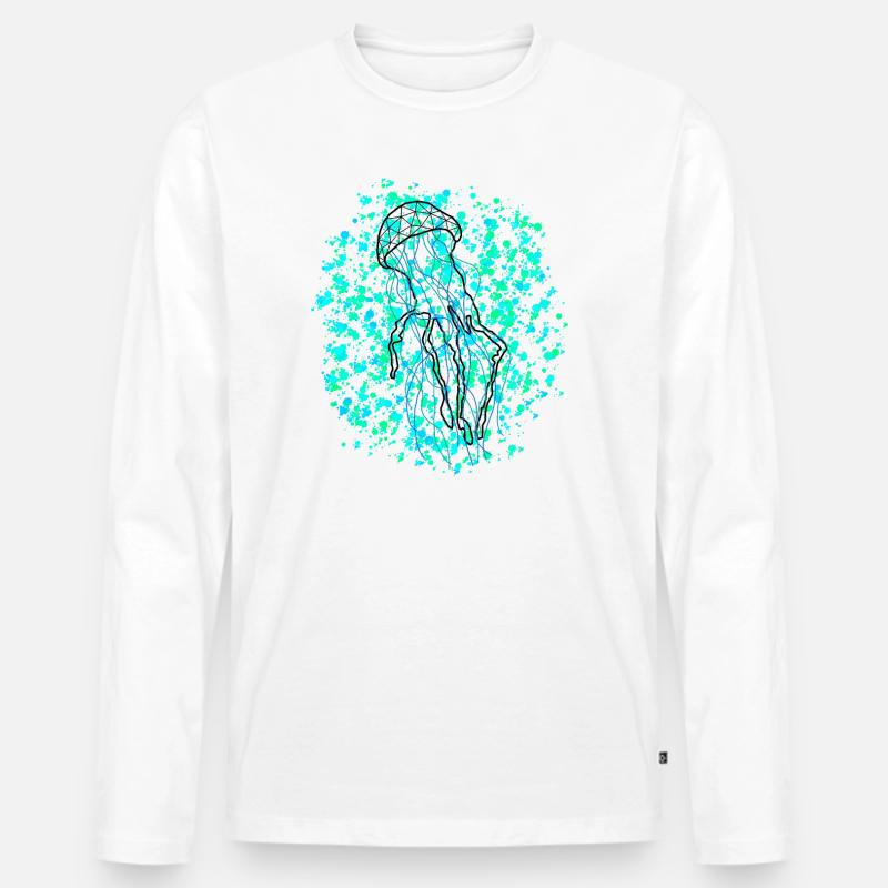 Jellyfishh GeomeTRIX bunt - Männer Premium Bio Langarmshirt - Weiß