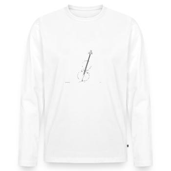 Minimalismus Line Art Kunst Kontrabass Musiker - Männer Premium Bio Langarmshirt - Weiß - Vorne - Nico (187cm)