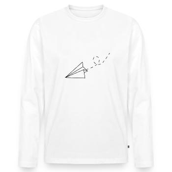 Minimalism line art art paper airplane swallow - Men's Premium Organic Long Sleeve Shirt - white - Front - Nico (187cm)