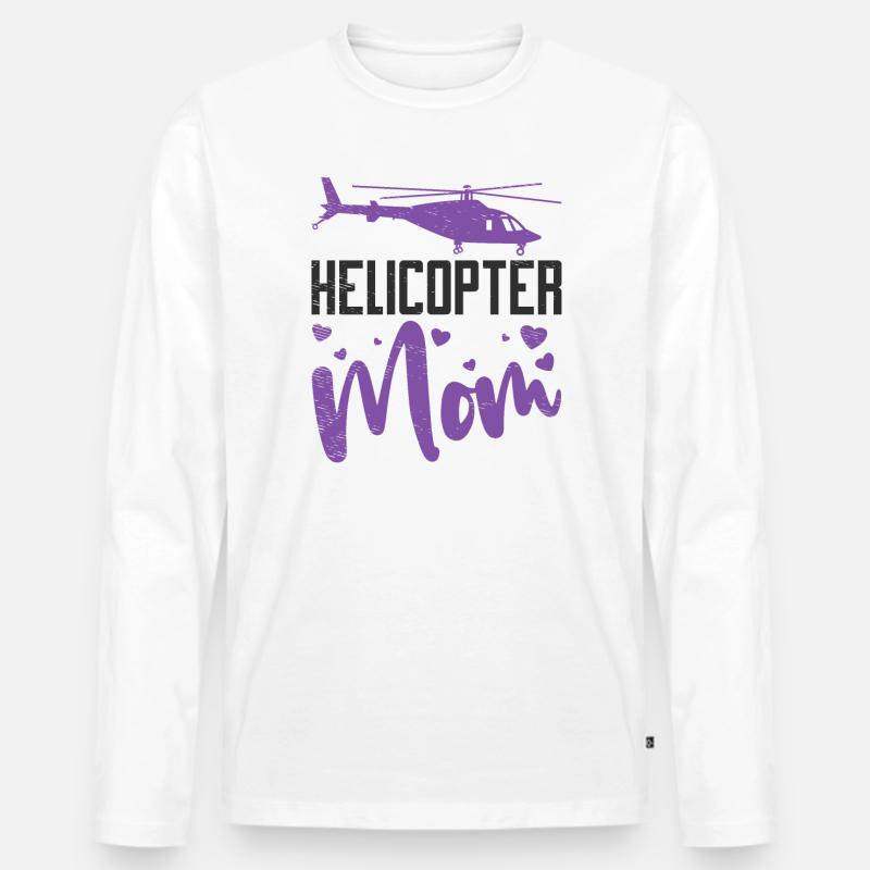 Helikopter Mama Kinder Mutter Eltern - Männer Premium Bio Langarmshirt - Weiß