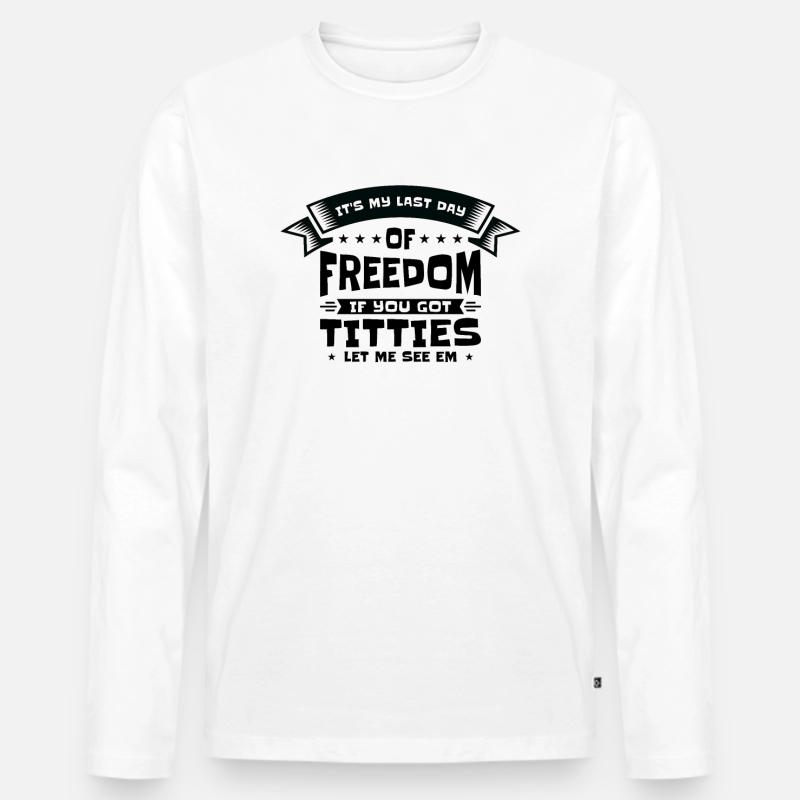 Bachelor Drinking Freedom Titties - Männer Premium Bio Langarmshirt - Weiß