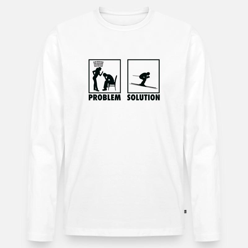 Skiing Skiers Statement Problem Solution. - Männer Premium Bio Langarmshirt - Weiß