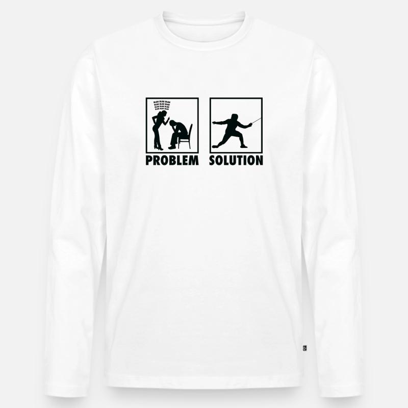Fencing Fencer Statement Problem Solution. - Männer Premium Bio Langarmshirt - Weiß