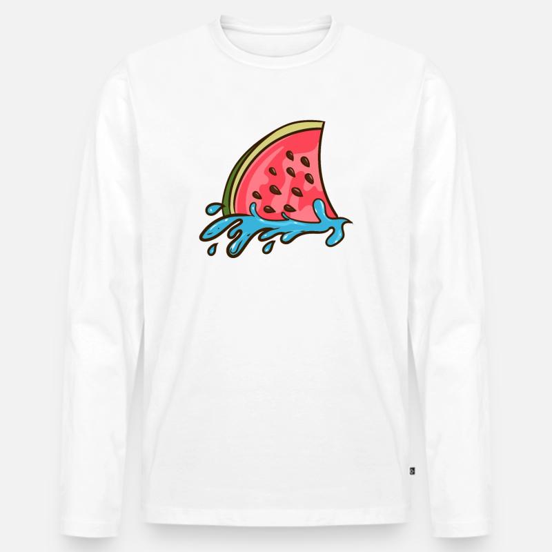 Aileron de requin comme pastèque - T-shirt manches longues Premium bio Homme - blanc