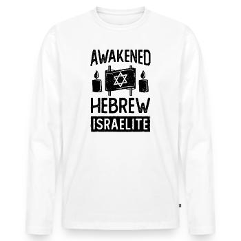 Hébreu éveillé Israël Israël Juif Israélien - T-shirt manches longues Premium bio Homme - blanc - Devant - Nico (187cm)