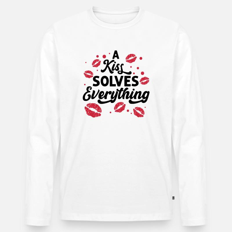 Problem Kissing Solution Relationship Partners - Men's Premium Organic Long Sleeve Shirt - white