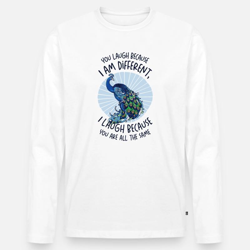 Peacock Positivity Verschiedene Inspirational - Männer Premium Bio Langarmshirt - Weiß
