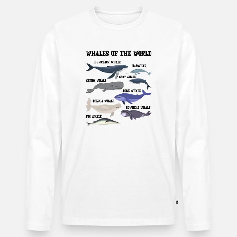 Die Wale der Welt - Männer Premium Bio Langarmshirt - Weiß