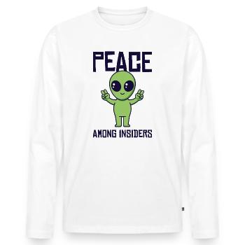 Alien Peace Alien, Martian, Space Outsider - T-shirt manches longues Premium bio Homme - blanc - Devant - Nico (187cm)