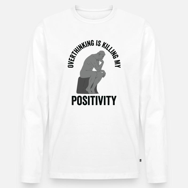 Overthinking Schädel Statue Kunstliebhaber - Männer Premium Bio Langarmshirt - Weiß