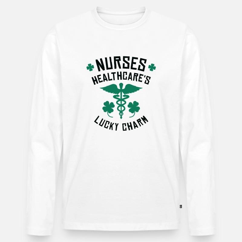 St. Patrick's Day Krankenschwester - Männer Premium Bio Langarmshirt - Weiß