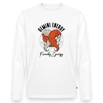 Dinosaures astrologiques Gemini Energy - T-shirt manches longues Premium bio Homme - blanc - Devant - Nico (187cm)