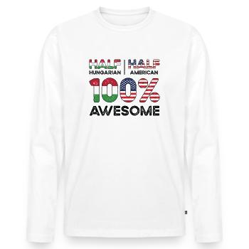 Born Hungarian Hungary American USA Citizenship - Men's Premium Organic Long Sleeve Shirt - white - Front - Nico (187cm)