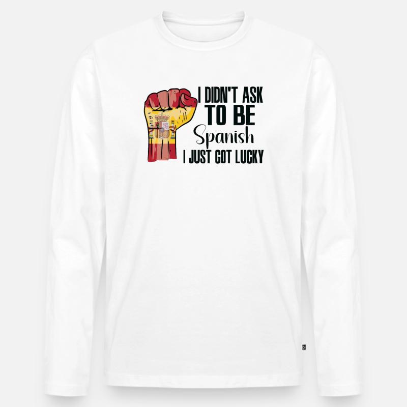 Spanischer Stolz Spanische Flagge Gewachsen - Männer Premium Bio Langarmshirt - Weiß