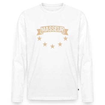 Masseur Superheld Massage Studio Massageöl - Männer Premium Bio Langarmshirt - Weiß - Vorne - Nico (187cm)