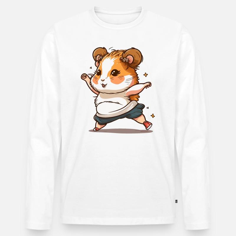 Hamster-Groove - Männer Premium Bio Langarmshirt - Weiß