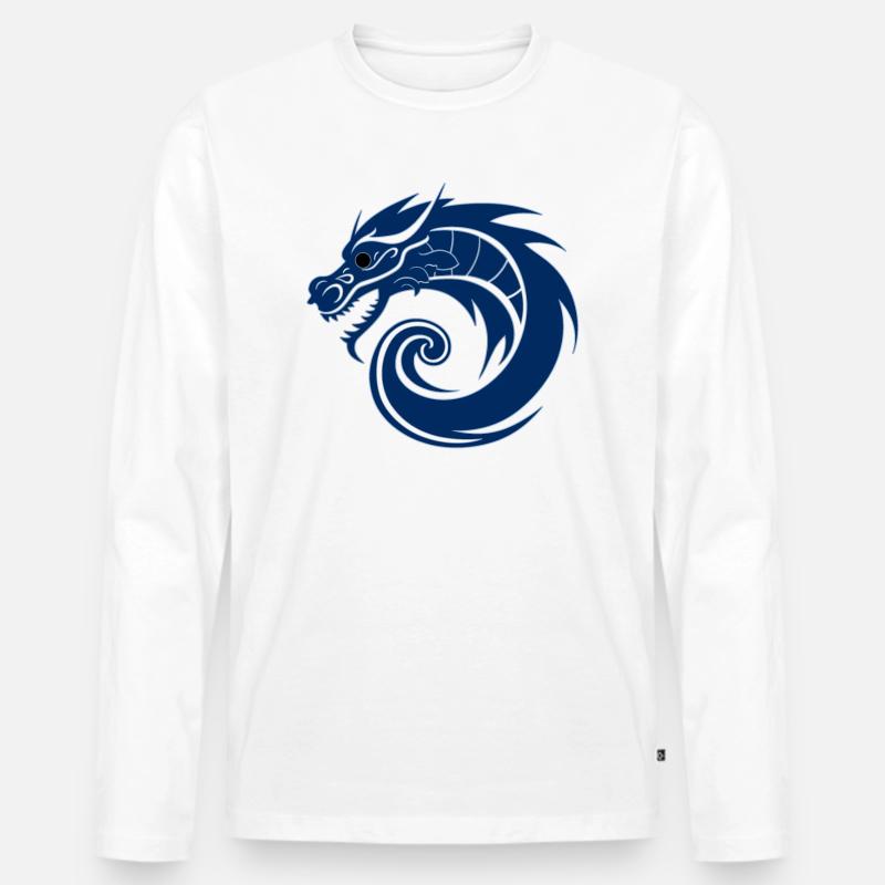 Drachen Asien Blau - Männer Premium Bio Langarmshirt - Weiß