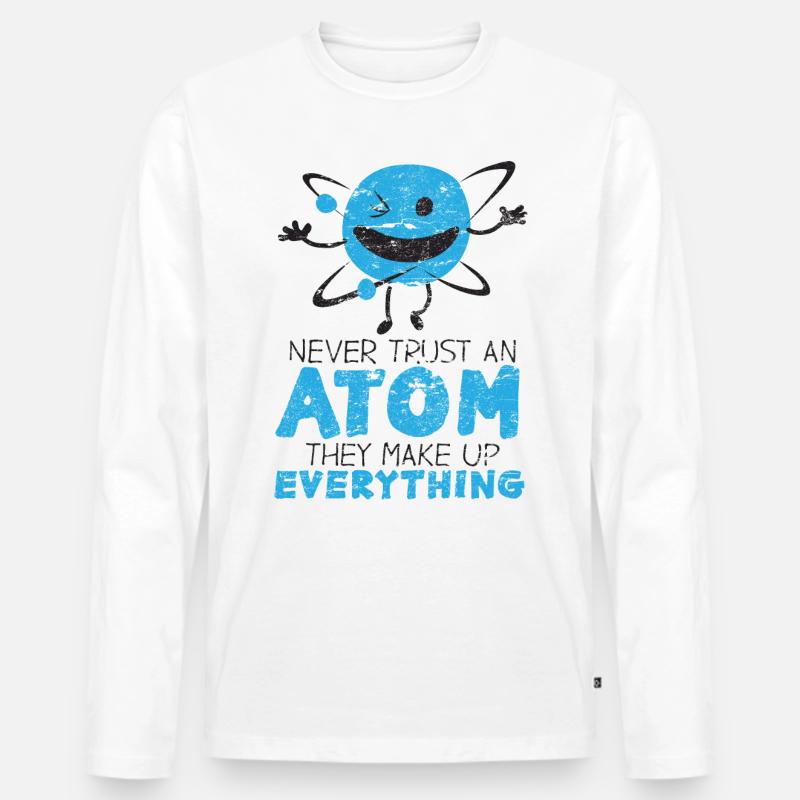 Atom - Männer Premium Bio Langarmshirt - Weiß