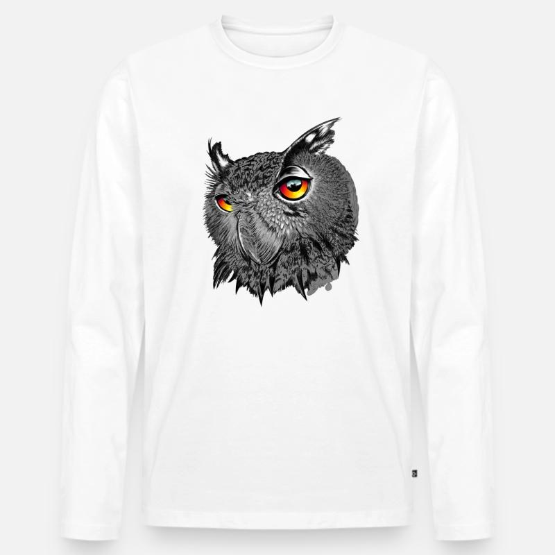 Uhu/Bubo Bubo/Eule - Männer Premium Bio Langarmshirt - Weiß