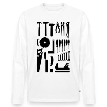 Outils bricolage Menuisier Charpentier - T-shirt manches longues Premium bio Homme - blanc - Devant - Nico (187cm)