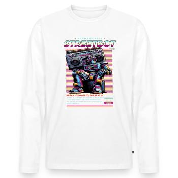 Roboter, Vintage - Männer Premium Bio Langarmshirt - Weiß - Vorne - Nico (187cm)
