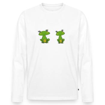 Quark Magerquark Frosch Grün Geschenk - Männer Premium Bio Langarmshirt - Weiß - Vorne - Nico (187cm)
