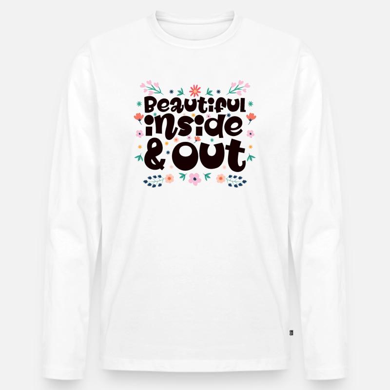 Innen und außen wunderschön, Mama - Männer Premium Bio Langarmshirt - Weiß