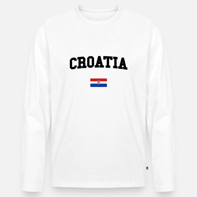 KROATIEN - Männer Premium Bio Langarmshirt - Weiß