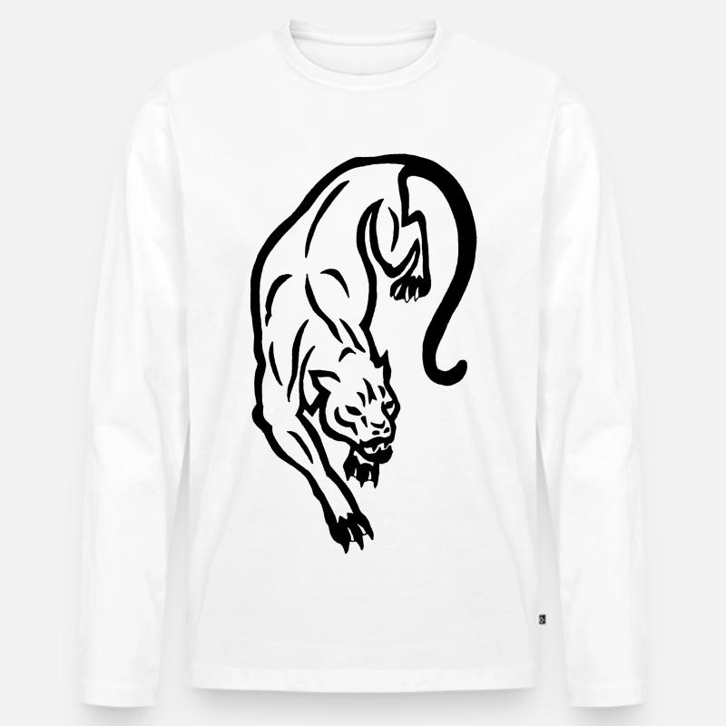 Schwarze Panther-Silhouette - Männer Premium Bio Langarmshirt - Weiß