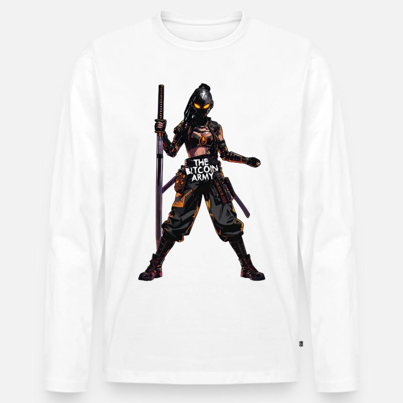 Bitcoin Bazooka – Die Bitcoin-Armee – Samurai 03 - Männer Premium Bio Langarmshirt - Weiß