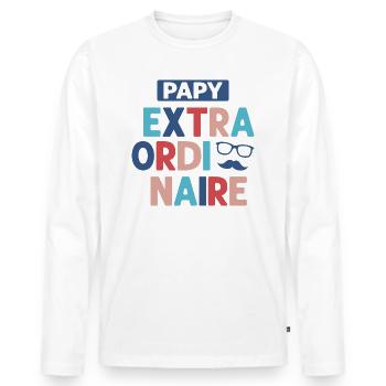 Papy Extraordinaire Pour Meilleur Papy - T-shirt manches longues Premium bio Homme - blanc - Devant - Nico (187cm)