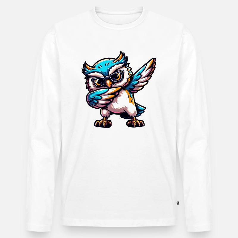 Coole Eule Dabbing Comic Süß - Männer Premium Bio Langarmshirt - undefined