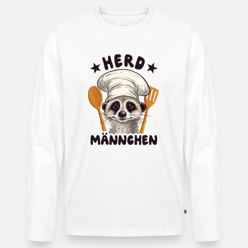 Herdmännchen Erdmännchen Koch - Männer Premium Bio Langarmshirt - Weiß