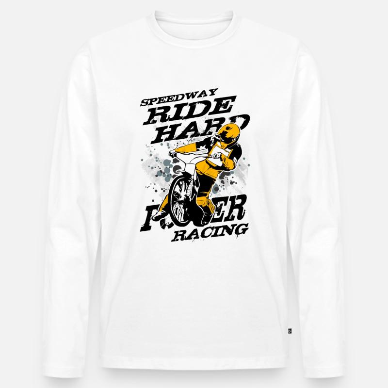Speedway Racing - Männer Premium Bio Langarmshirt - Weiß